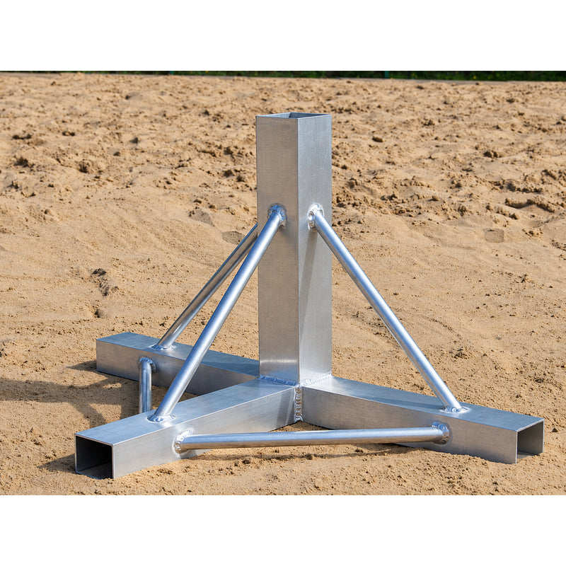 Beachvolleybollstolpar PRO 80 × 80 mm med T-formad sandbas