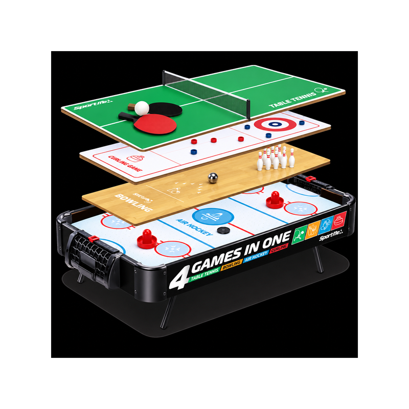 4-i-1 Bordspel – Airhockey, Bordtennis, Curling och Bowling
