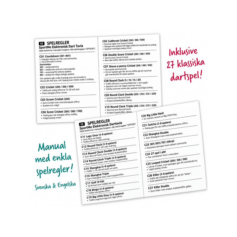 Elektronisk Darttavla – 27 spel och över 500 variationer