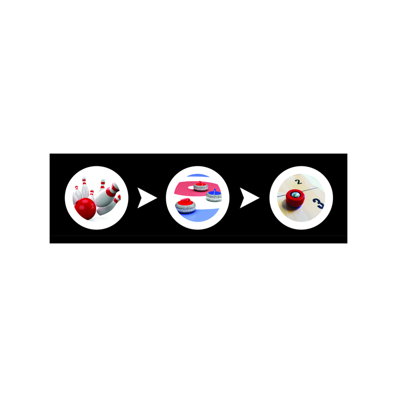3-i-1 Spel – Bowling, Shuffle och Curling