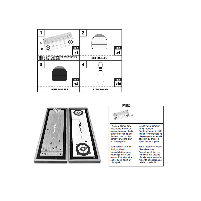 3-i-1 Spel – Bowling, Shuffle och Curling