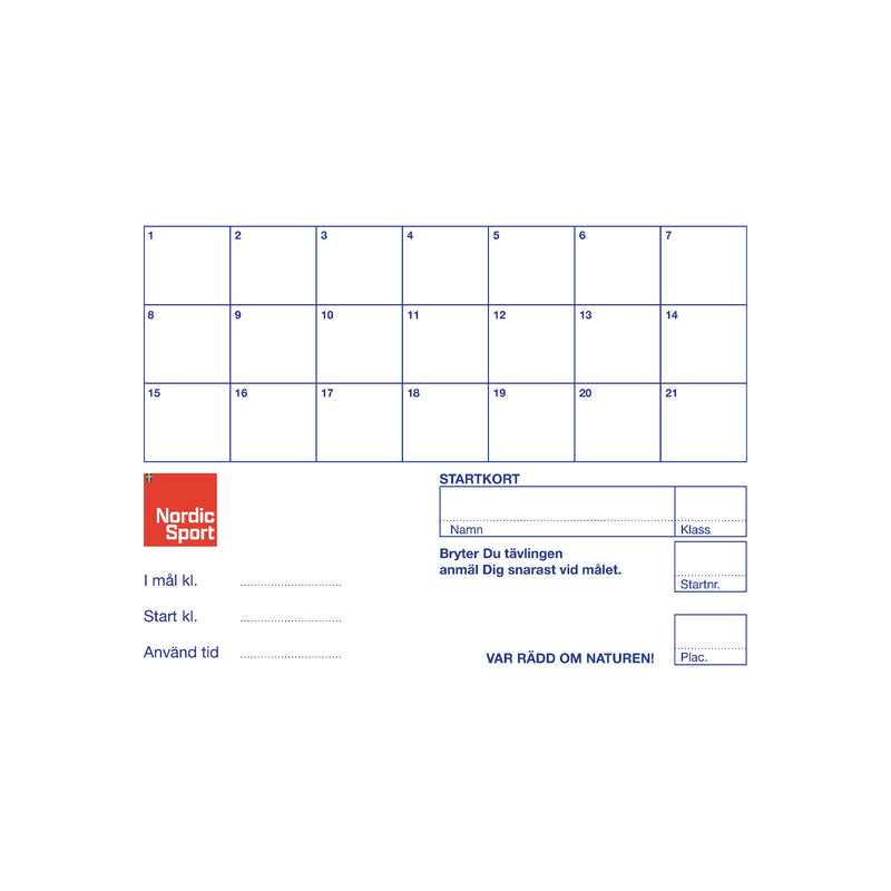 Orientation start cards 100Pack - Nordic Sport